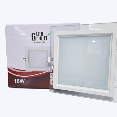 PANEL LED 18W BORDE VIDRIO CUADRADO INCRUSTAR BLANCO LUZ TRICOLOR