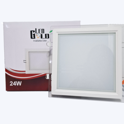 PANEL LED 24W BORDE VIDRIO CUADRADO INC BLANCO LUZ TRICOLOR