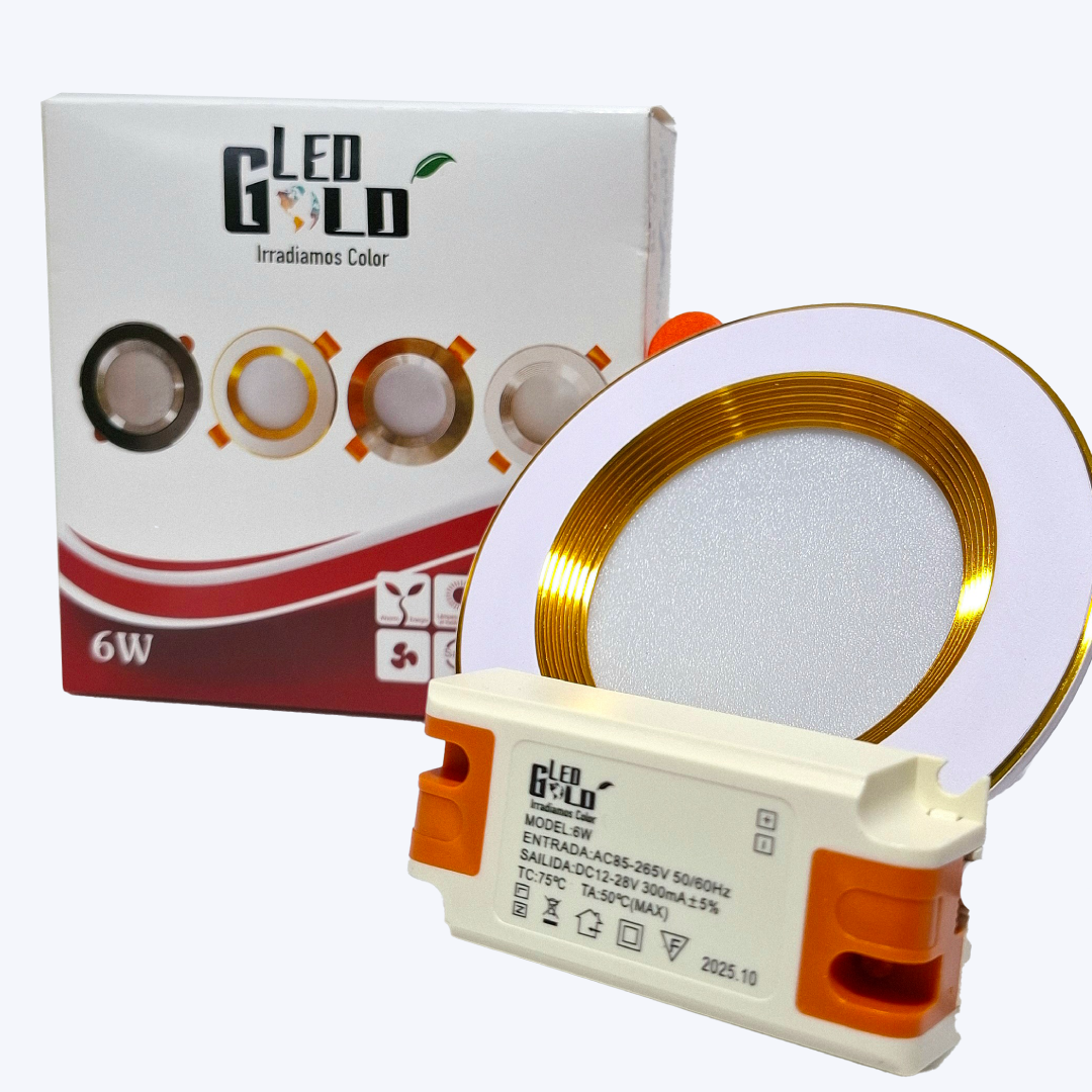 BALA DECORATIVA 12W BLANCO + DORADO INCRUSTAR LUZ BLANCA - Imagen 2