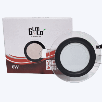 PANEL LED 6W BORDE VIDRIO REDONDO INC NEGRO LUZ TRICOLOR