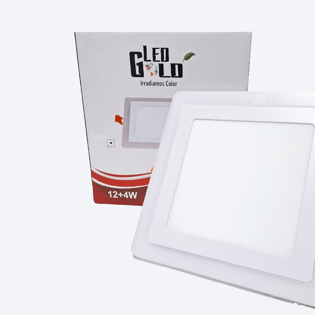 PANEL LED BICOLOR 12W+4W CUADRADO INCRUSTAR LUZ BLANCO + CALIDO