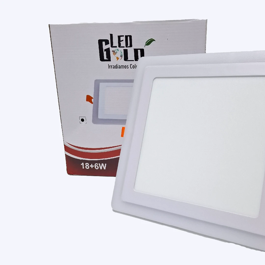 PANEL LED BICOLOR 18W+6W CUADRADO INCRUSTAR LUZ BLANCO + AZUL