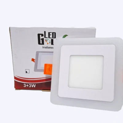 PANEL LED BICOLOR 3W+3W CUADRADO INCRUSTAR LUZ BLANCO + AZUL