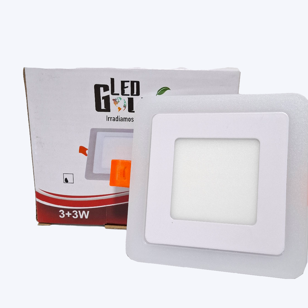 PANEL LED BICOLOR 3W+3W CUADRADO INCRUSTAR LUZ BLANCO + CALIDO