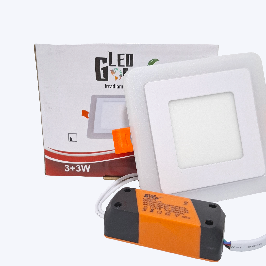 PANEL LED BICOLOR 3W+3W CUADRADO INCRUSTAR LUZ BLANCO + CALIDO