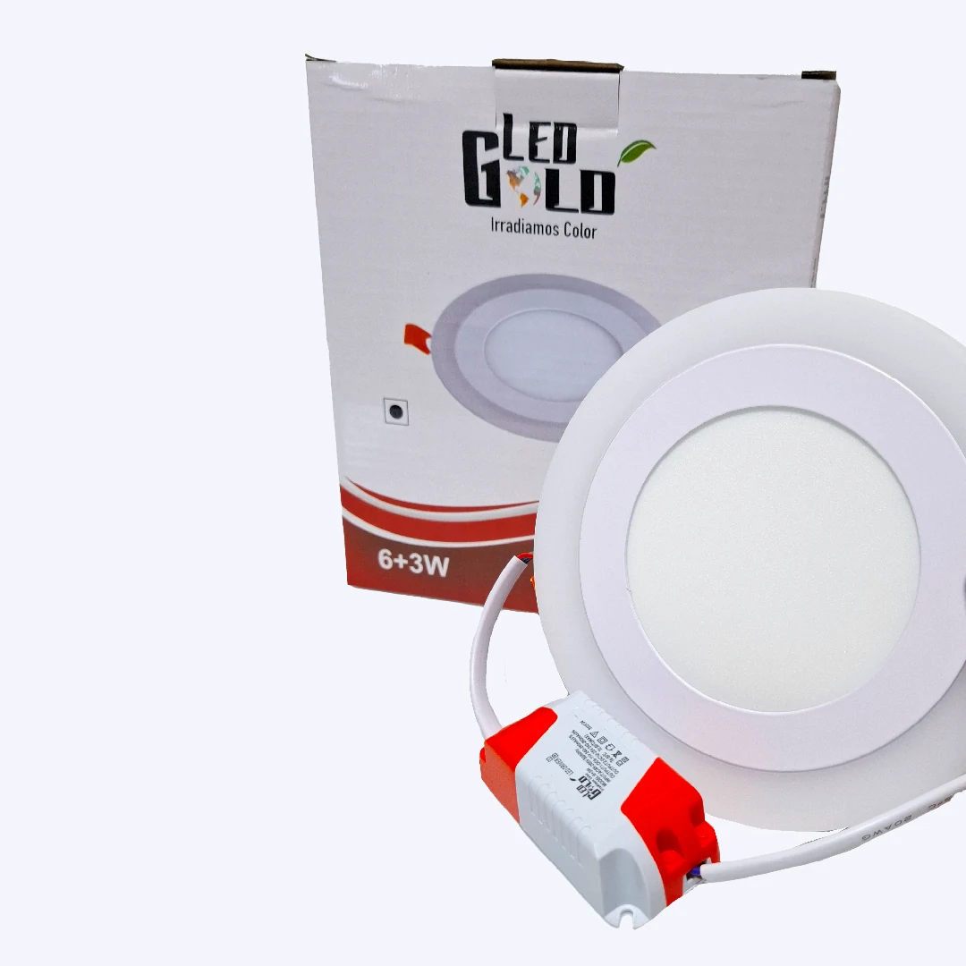PANEL LED BICOLOR 6W+3W REDONDO INCRUSTAR LUZ BLANCO + CALIDO