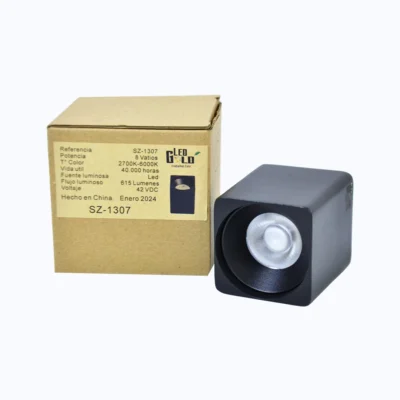 LUZ SPOT CUADRADO FIJO 8W RM NEGRO TRICOLOR