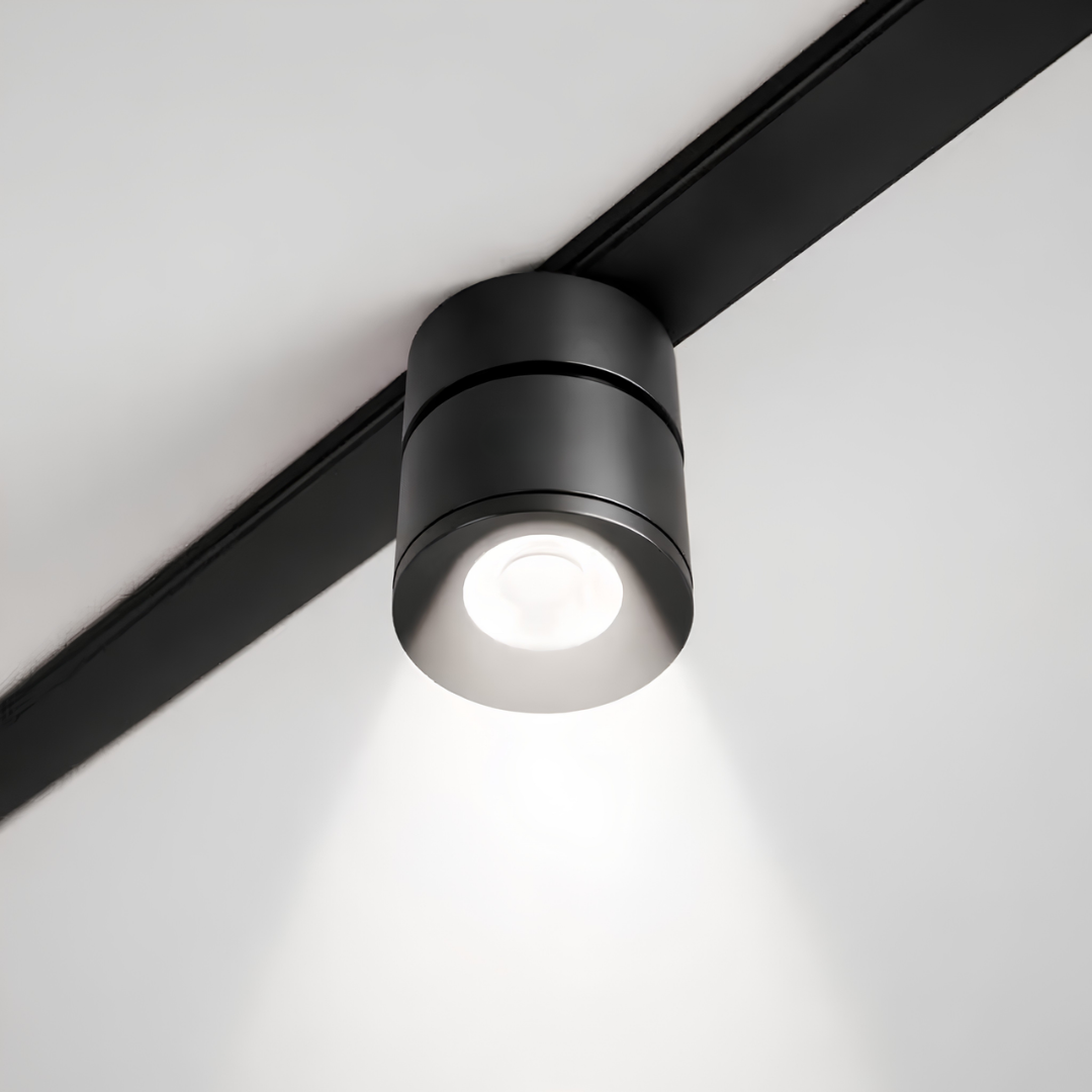 LUZ SPOT CILINDRO GIRATORIO 7W RIEL MAGNÉTICO NEGRO TRICOLOR - Imagen 3